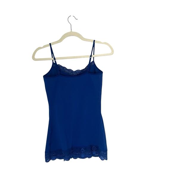 Y2K Vtg Express sexy stretch Cami tank top lace trim Blue Sz Small Dainty fairy - Picture 4 of 10
